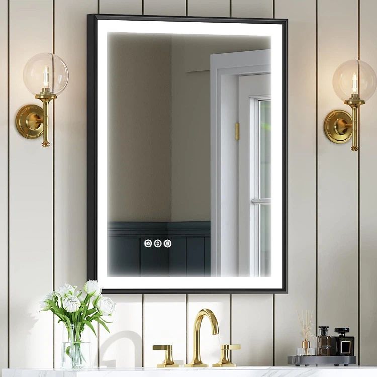 Black Illuminated Bathroom Mirror