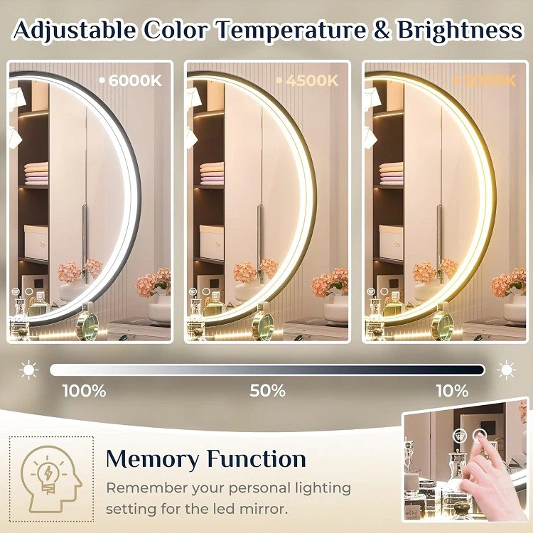 Lighted Round Bathroom Mirror